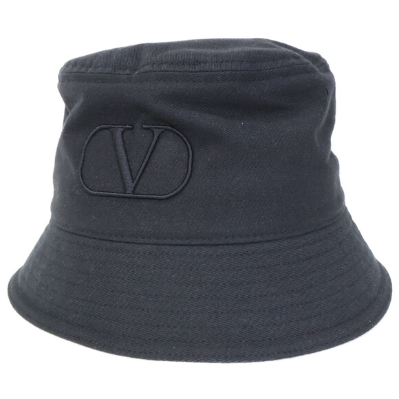 Valentino Garavani XY2HGA11HCY Signature Logo Bucket Hat Size 59 Black Men's